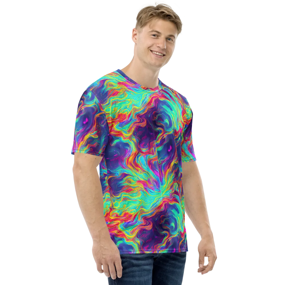 Neon Marbles on Men's Crew Neck T-Shirt — Right
