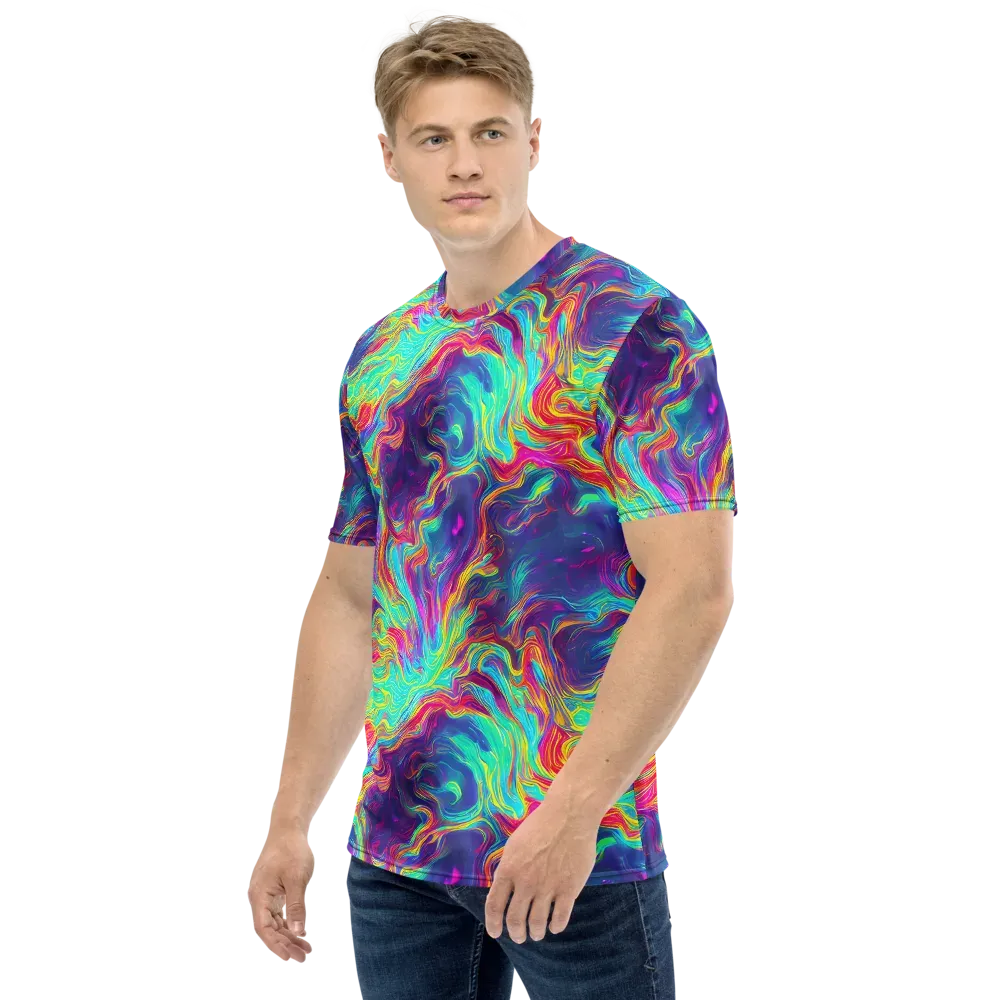 Neon Marbles on Men's Crew Neck T-Shirt — Left