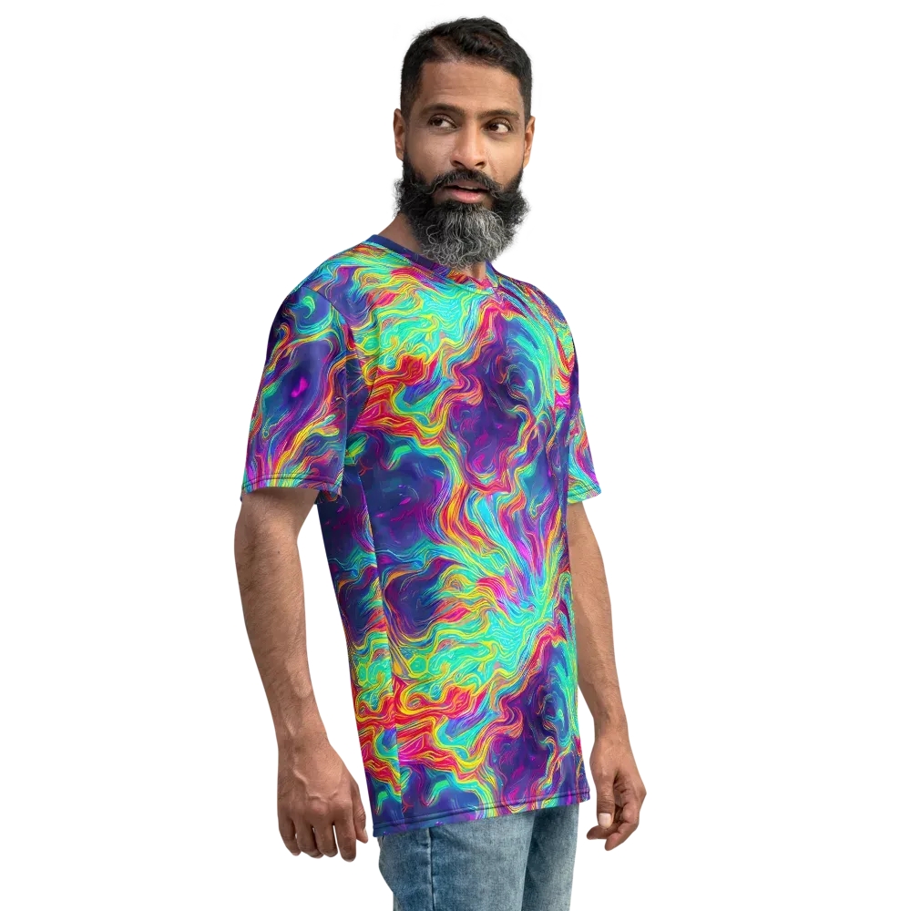 Neon Marbles on Men's Crew Neck T-Shirt — Right