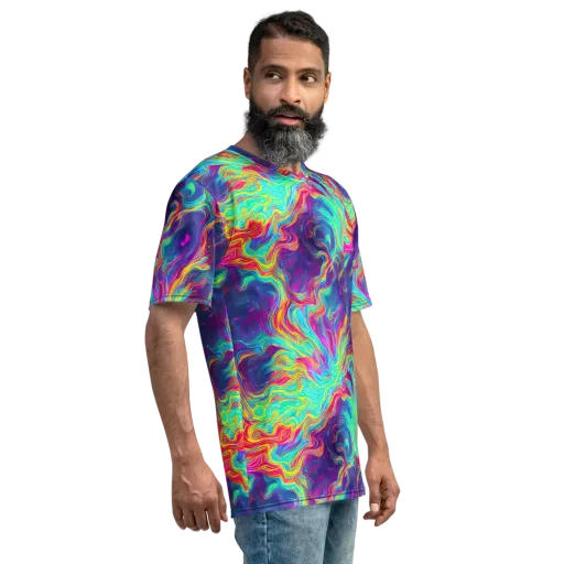 Neon Marbles on a Men's Crew Neck T-Shirt