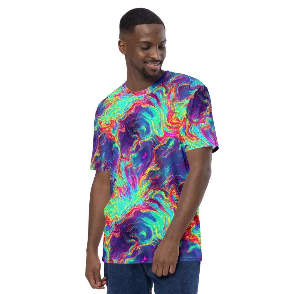 Neon Marbles on Men's Crew Neck T-Shirt — Left
