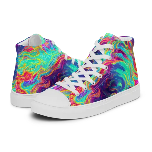 Neon Marbles on a Men's High Top Canvas Shoes