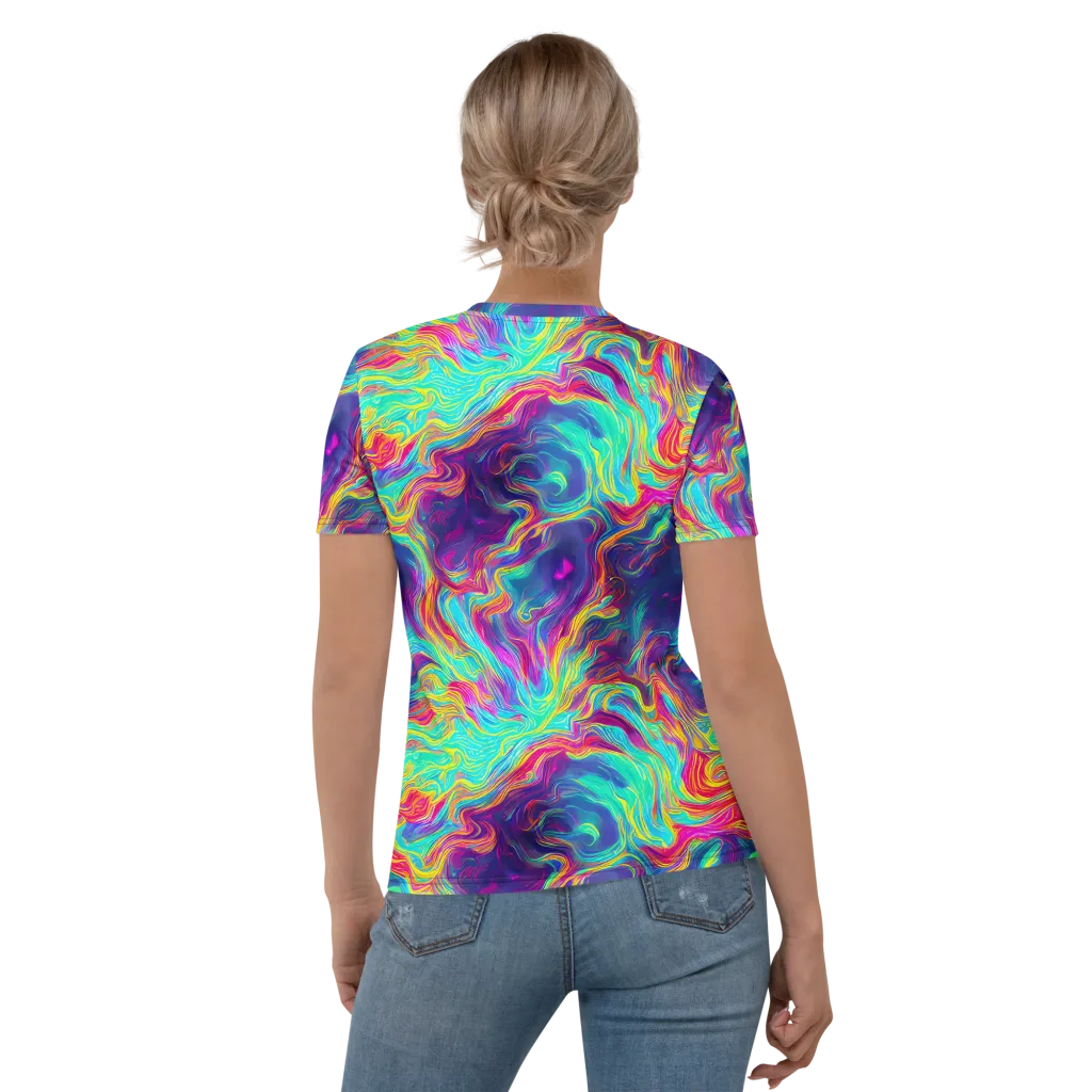 Neon Marbles on Women's Crew Neck T-Shirt — Back