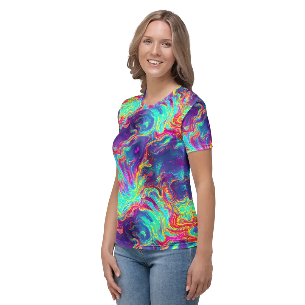 Neon Marbles on Women's Crew Neck T-Shirt — Left
