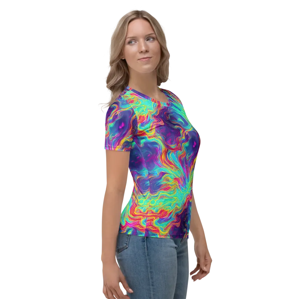Neon Marbles on Women's Crew Neck T-Shirt — Right