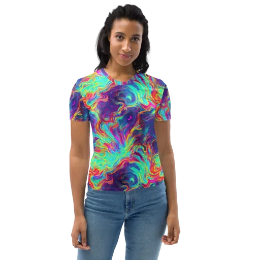 Neon Marbles on a Women's Crew Neck T-Shirt
