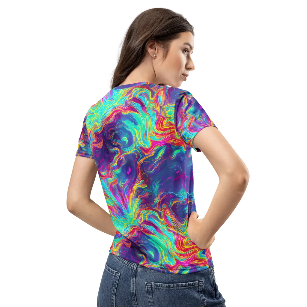 Neon Marbles on Women's Crew Neck T-Shirt — Back