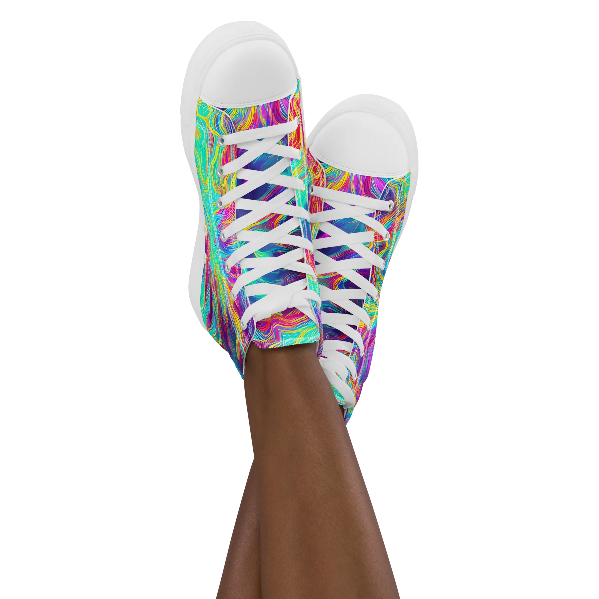 Neon Marbles on Women's High Top Canvas Shoes — Front