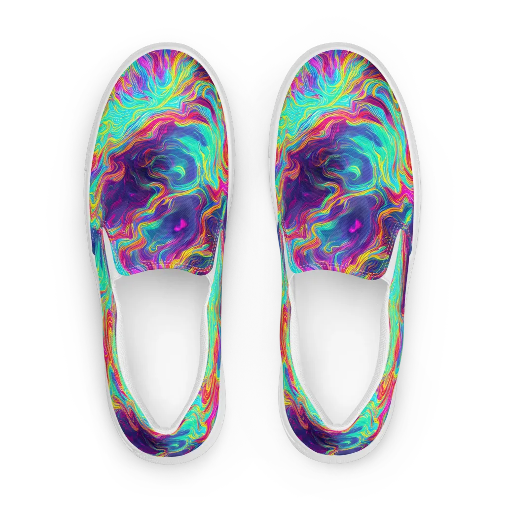 Neon Marbles on Men's Slip-On Canvas Shoes — Front