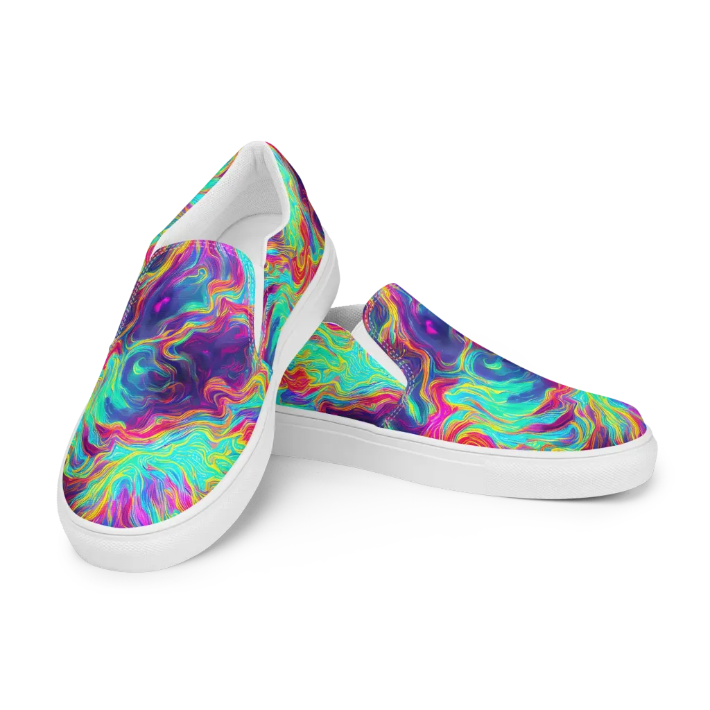 Neon Marbles on Men's Slip-On Canvas Shoes — Left Front