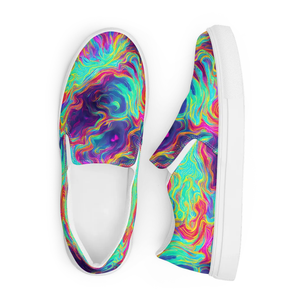 Neon Marbles on Men's Slip-On Canvas Shoes — Front