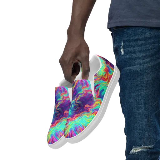 Neon Marbles on a Men's Slip-On Canvas Shoes