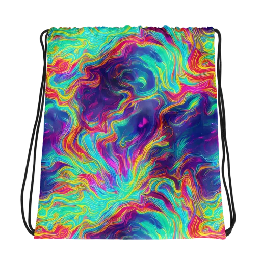 Neon Marbles on a Drawstring Bag