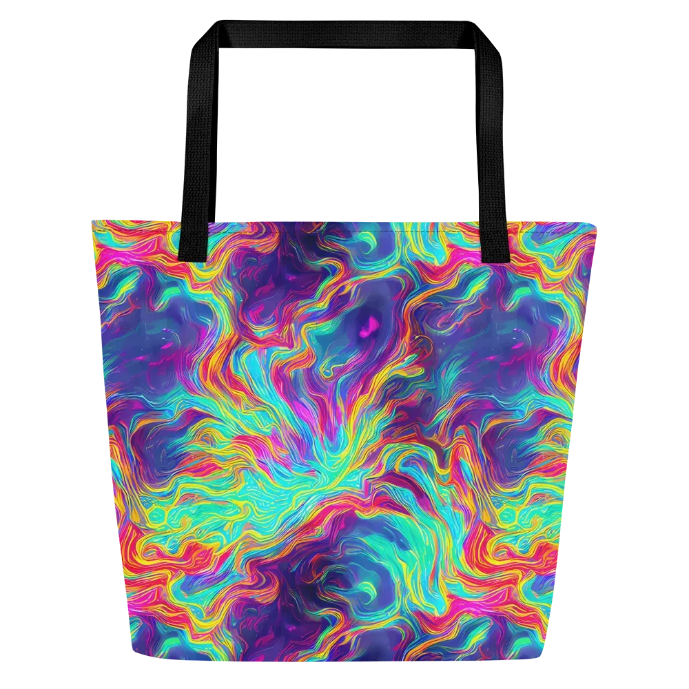 Neon Marbles on Large Tote Bag W/ Pocket — Front