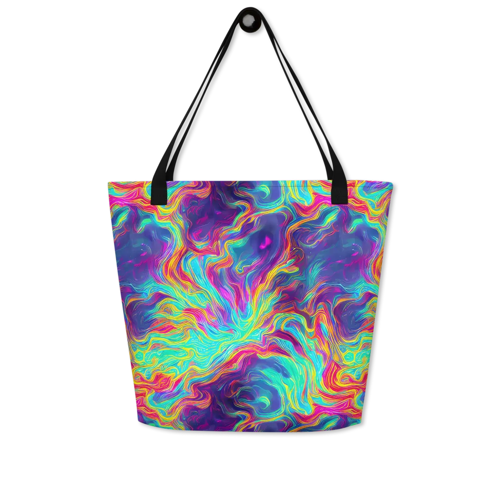 Neon Marbles on Large Tote Bag W/ Pocket — Front