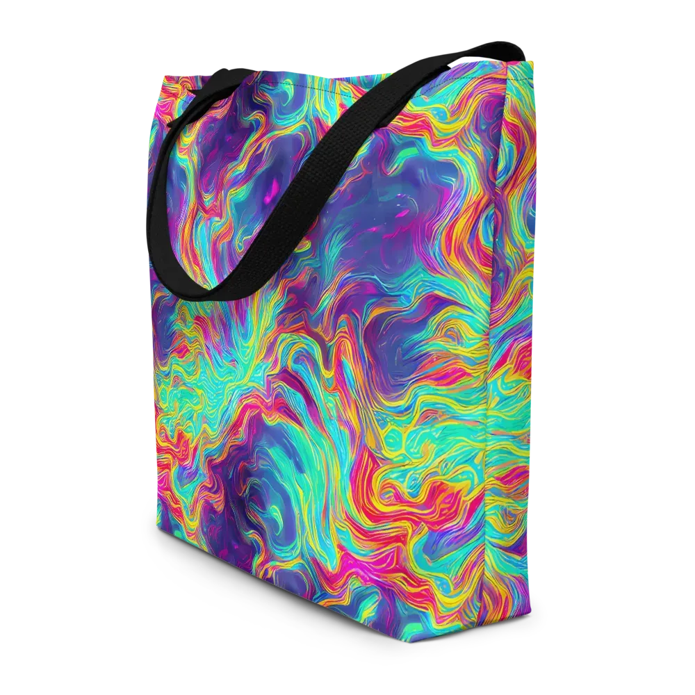 Neon Marbles on Large Tote Bag W/ Pocket — Front
