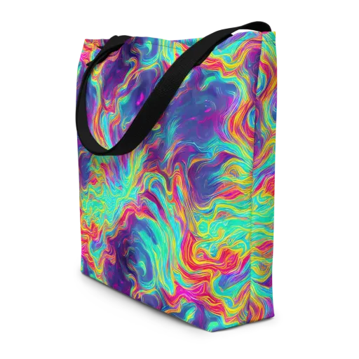 Neon Marbles on a Large Tote Bag W/ Pocket