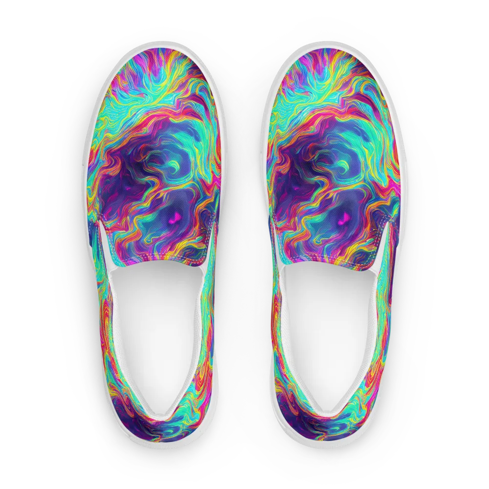 Neon Marbles on Women's Slip-On Canvas Shoes — Front