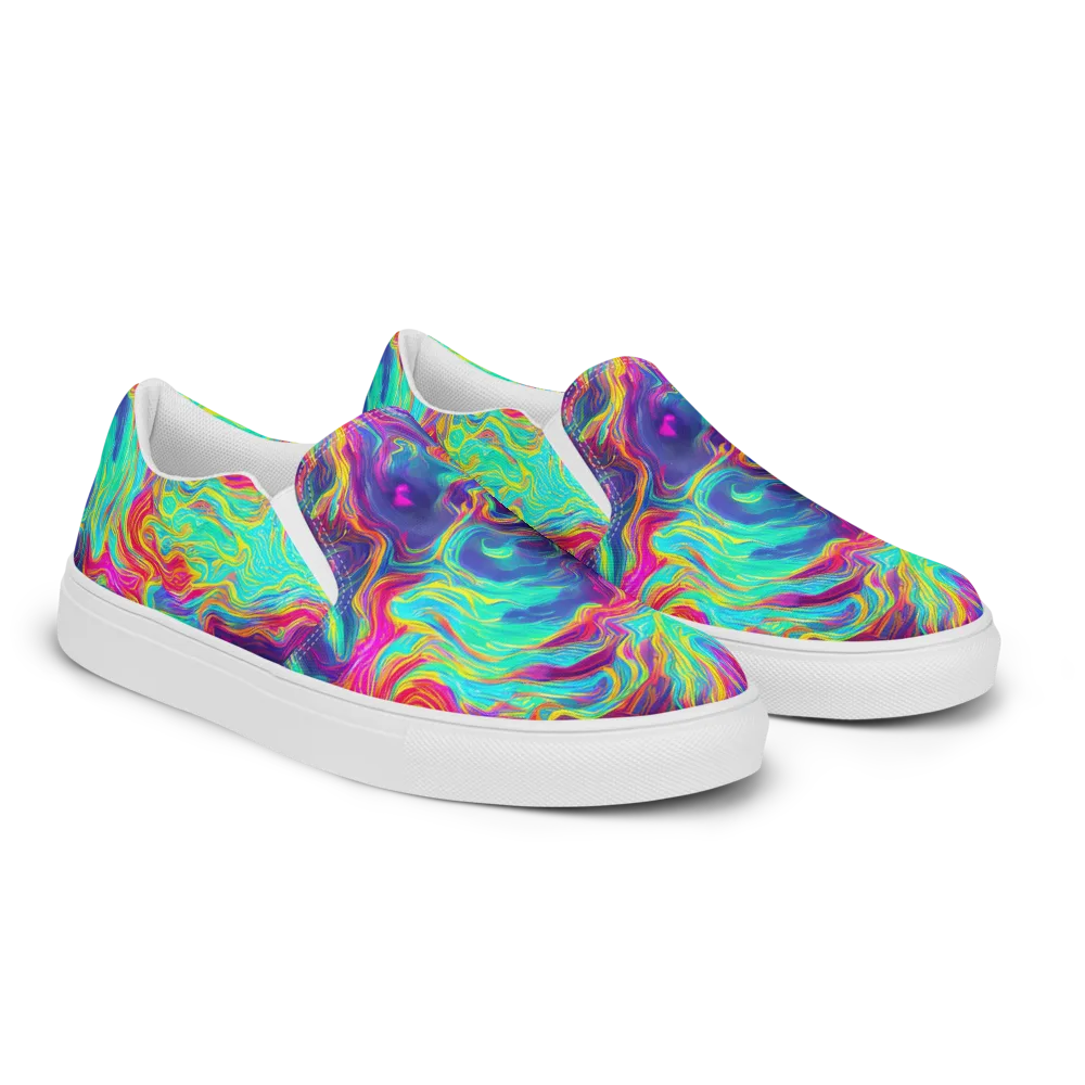 Neon Marbles on Women's Slip-On Canvas Shoes — Right Front