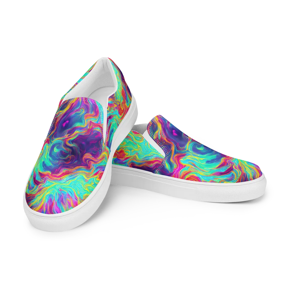 Neon Marbles on Women's Slip-On Canvas Shoes — Left Front