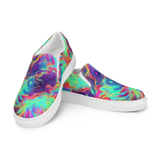 Neon Marbles on a Women's Slip-On Canvas Shoes