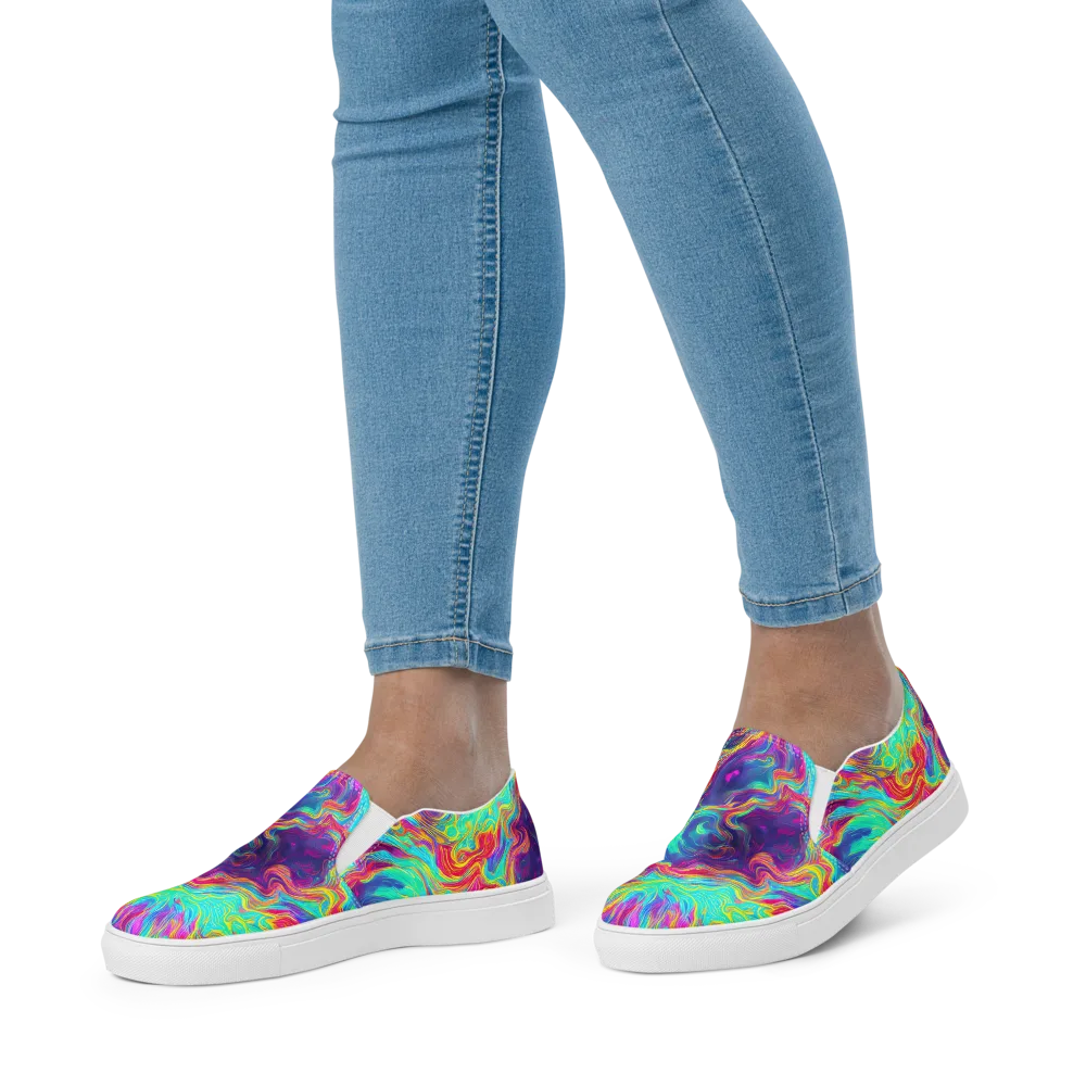 Neon Marbles on Women's Slip-On Canvas Shoes — Front