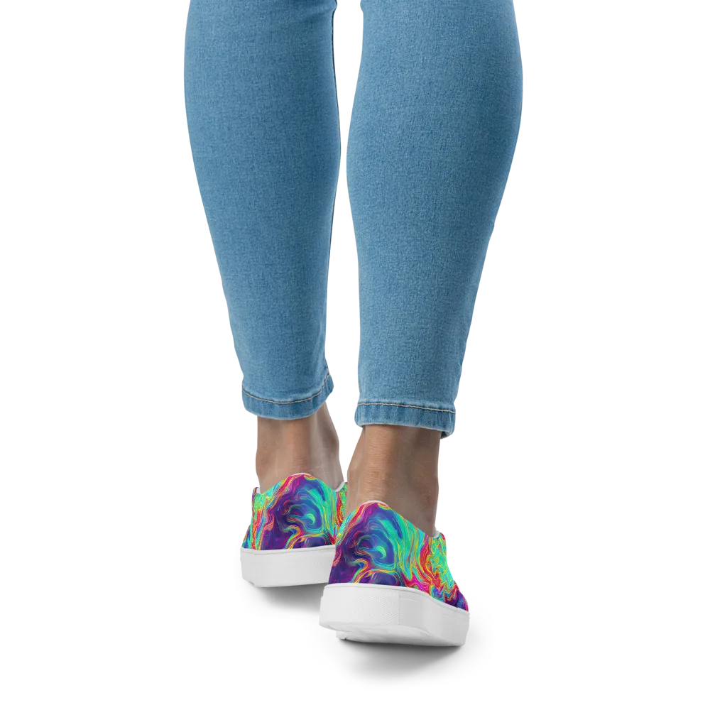 Neon Marbles on Women's Slip-On Canvas Shoes — Back