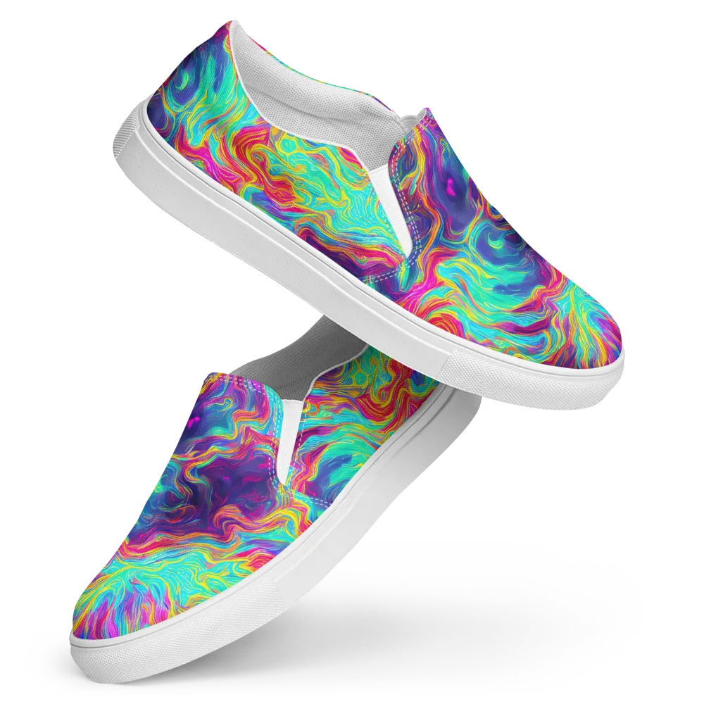 Neon Marbles on Women's Slip-On Canvas Shoes — Front