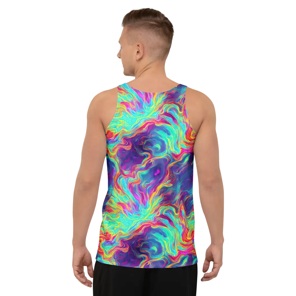 Neon Marbles on Men's Tank Top — Back