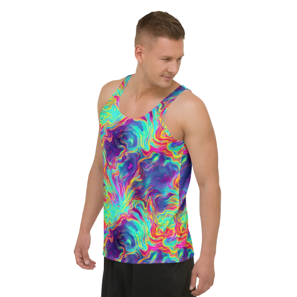 Neon Marbles on Men's Tank Top — Left Front