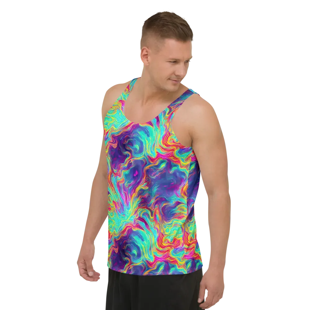 Neon Marbles on Men's Tank Top — Left Front