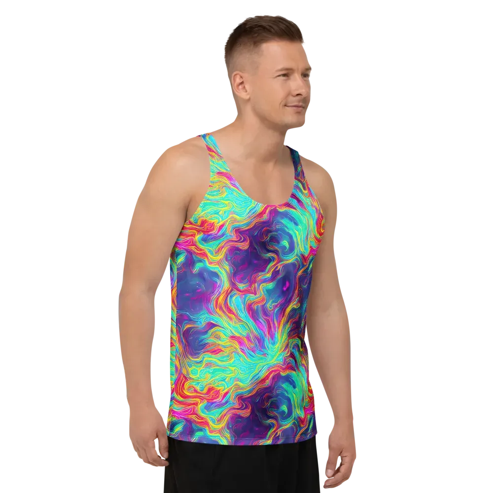 Neon Marbles on Men's Tank Top — Right Front