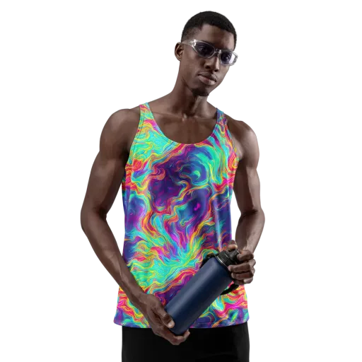 Neon Marbles on a Men's Tank Top