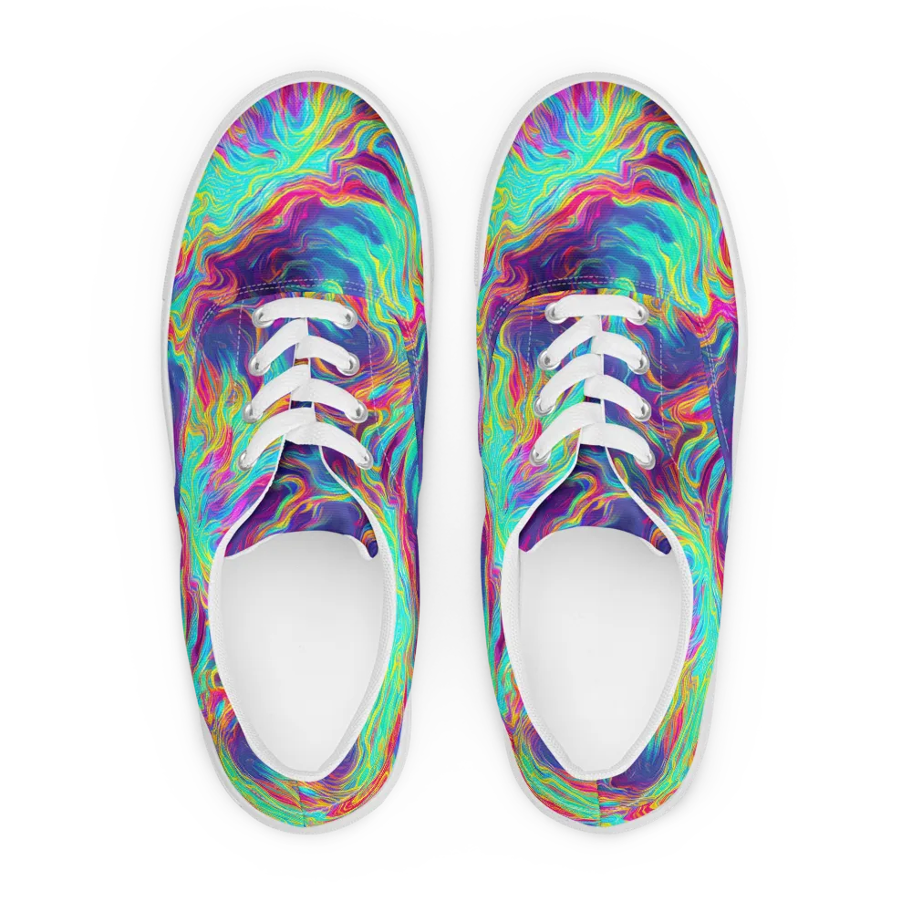 Neon Marbles on Men's Lace-Up Canvas Shoes — Front