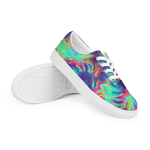 Neon Marbles on a Men's Lace-Up Canvas Shoes