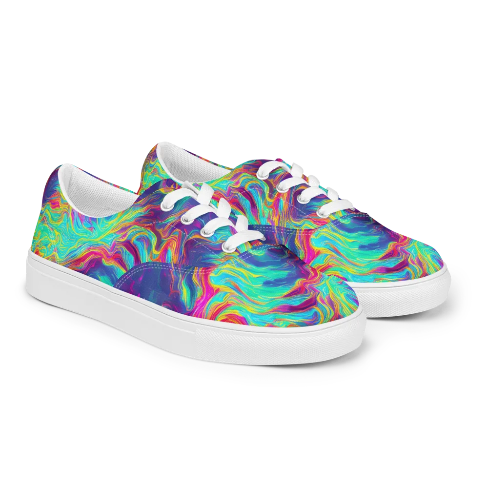 Neon Marbles on Men's Lace-Up Canvas Shoes — Right Front