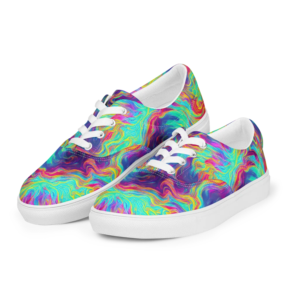 Neon Marbles on Men's Lace-Up Canvas Shoes — Left Front