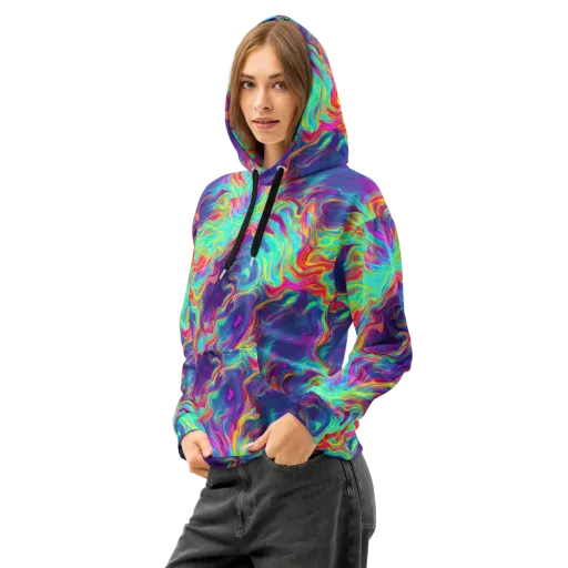 Neon Marbles on a Cotton Hoodie