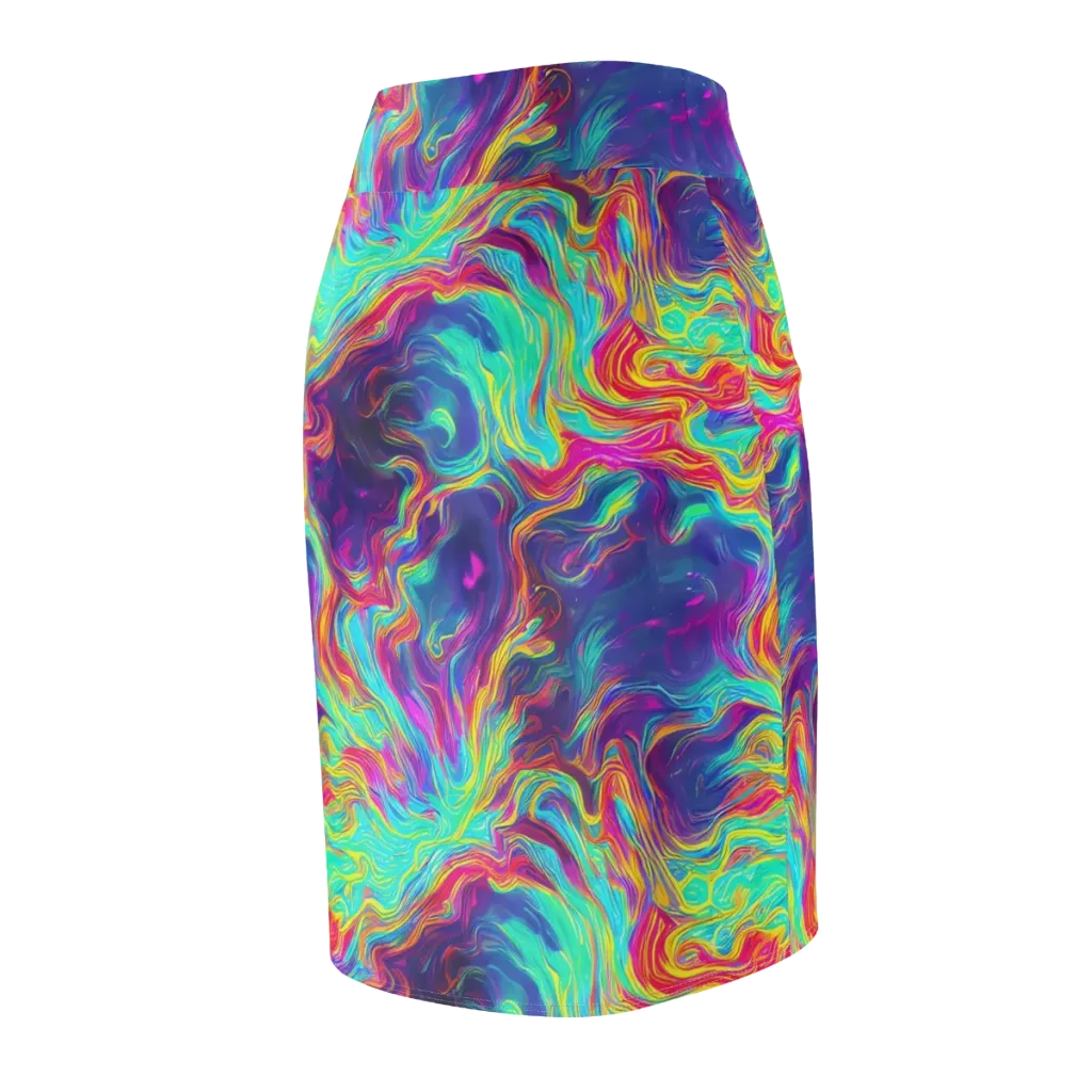 Neon Marbles on Pencil Skirt — Back Side