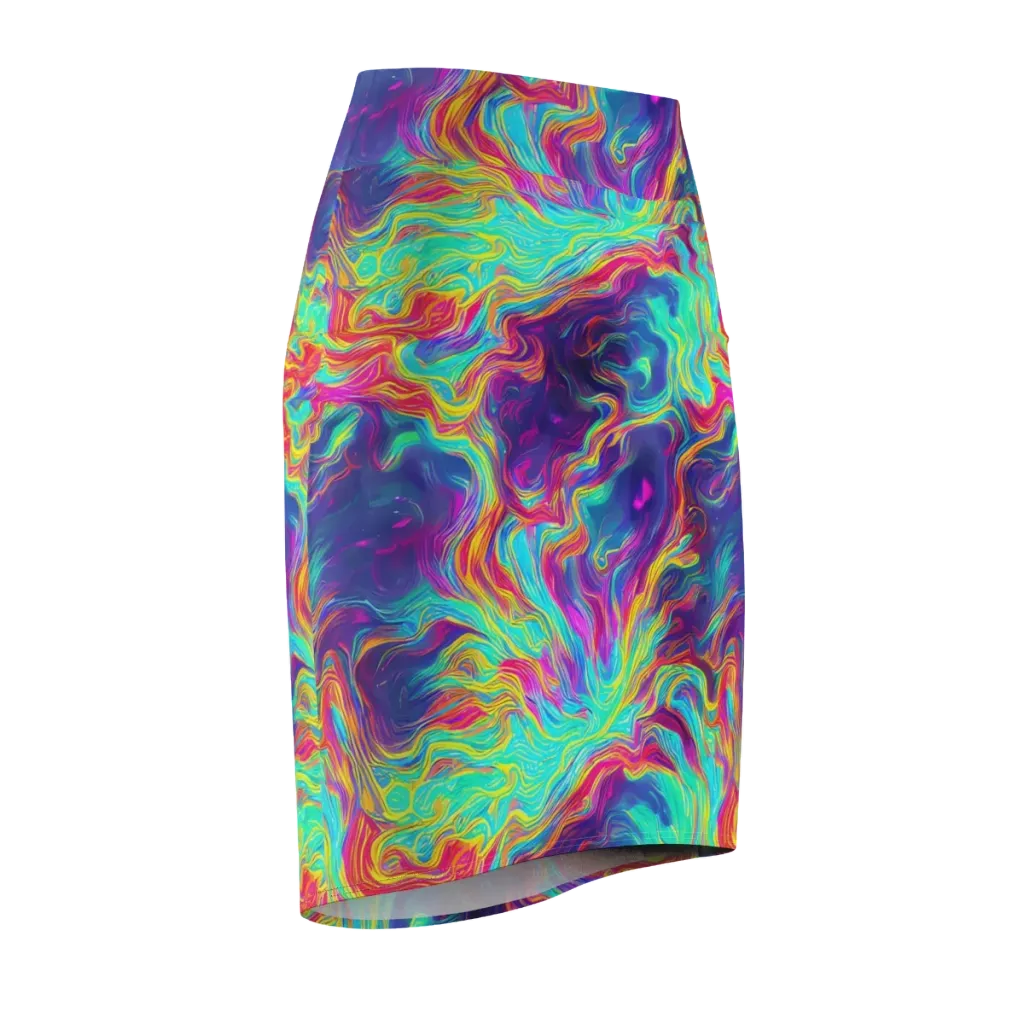 Neon Marbles on Pencil Skirt — Front Side
