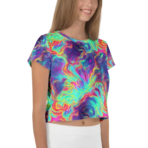 Neon Marbles on a Crop Tee