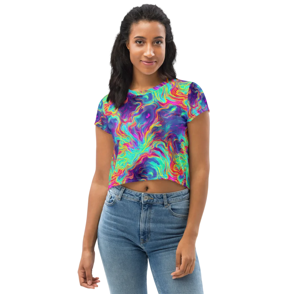 Neon Marbles on Crop Tee — Front
