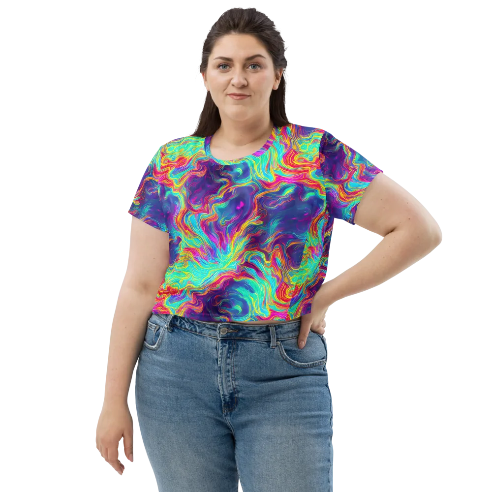 Neon Marbles on Crop Tee — Front