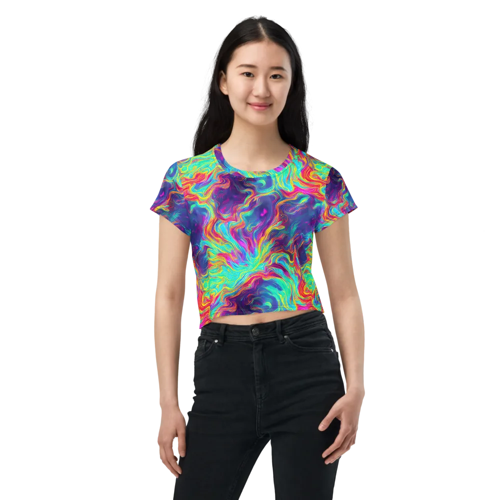 Neon Marbles on Crop Tee — Front