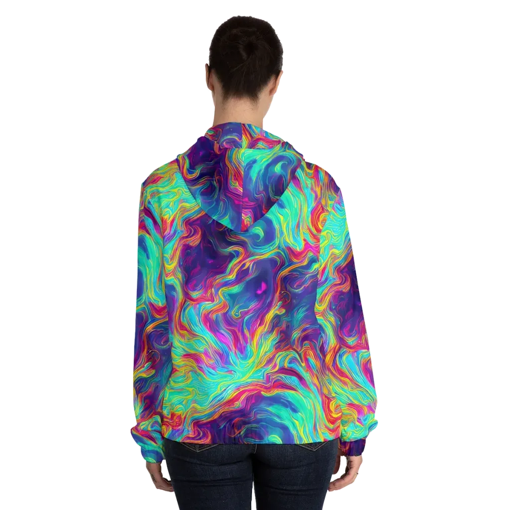 Neon Marbles on Women's Full-Zip Hoodie — Back On Person