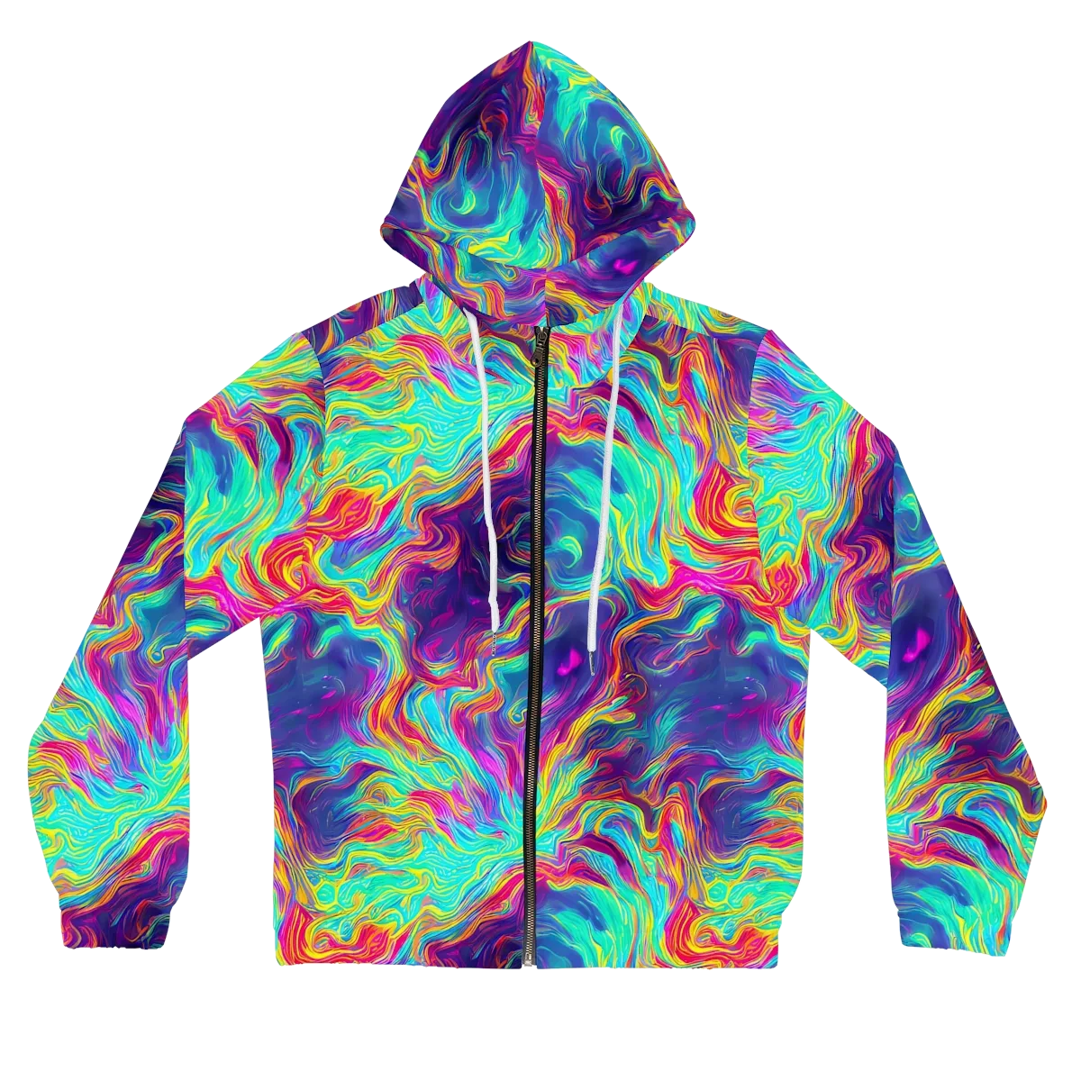 Neon Marbles on Women's Full-Zip Hoodie — Front