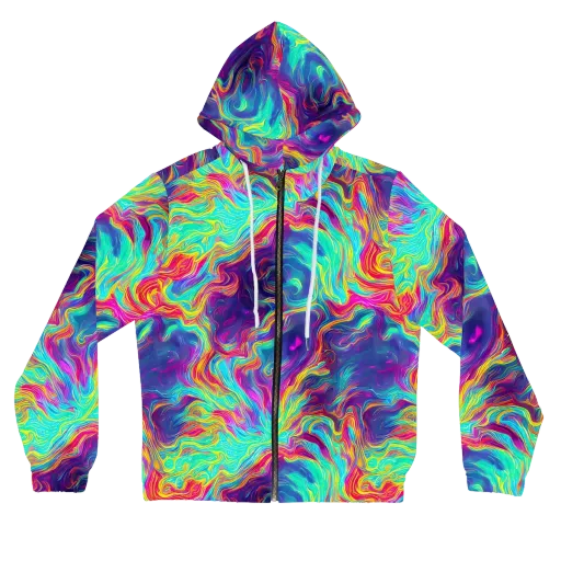 Neon Marbles on a Women's Full-Zip Hoodie