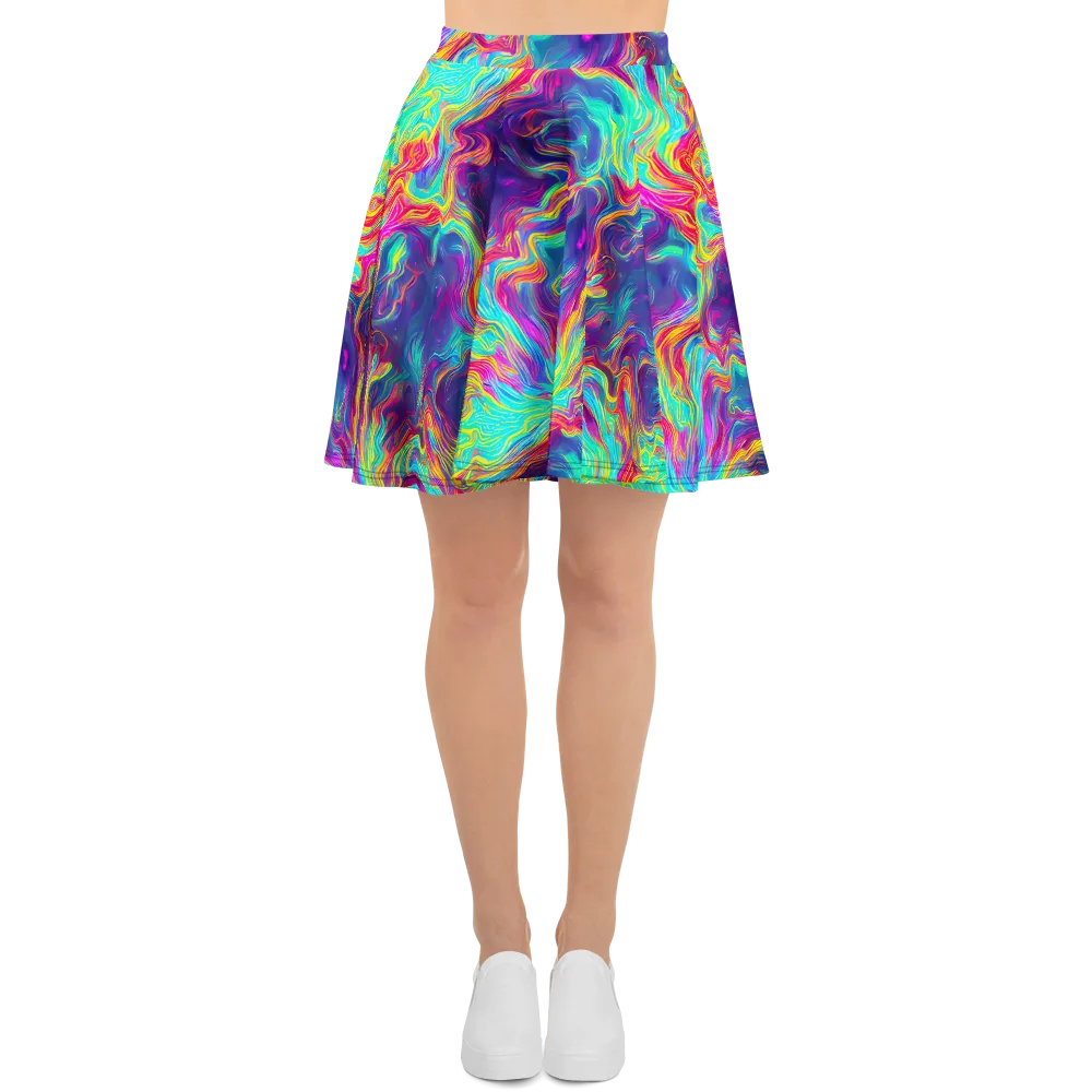 Neon Marbles on Skater Skirt — Front