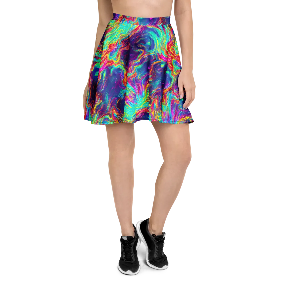 Neon Marbles on Skater Skirt — Front