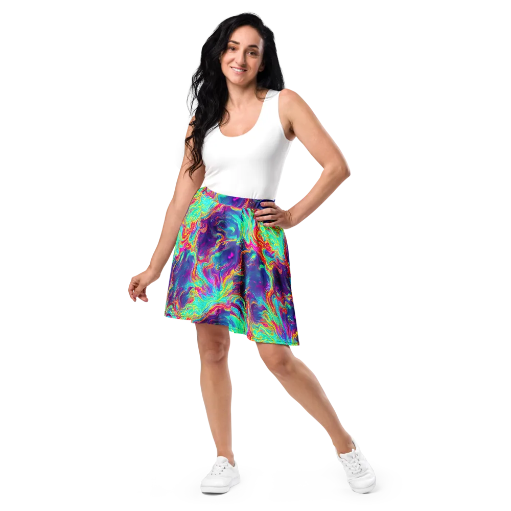 Neon Marbles on Skater Skirt — Front